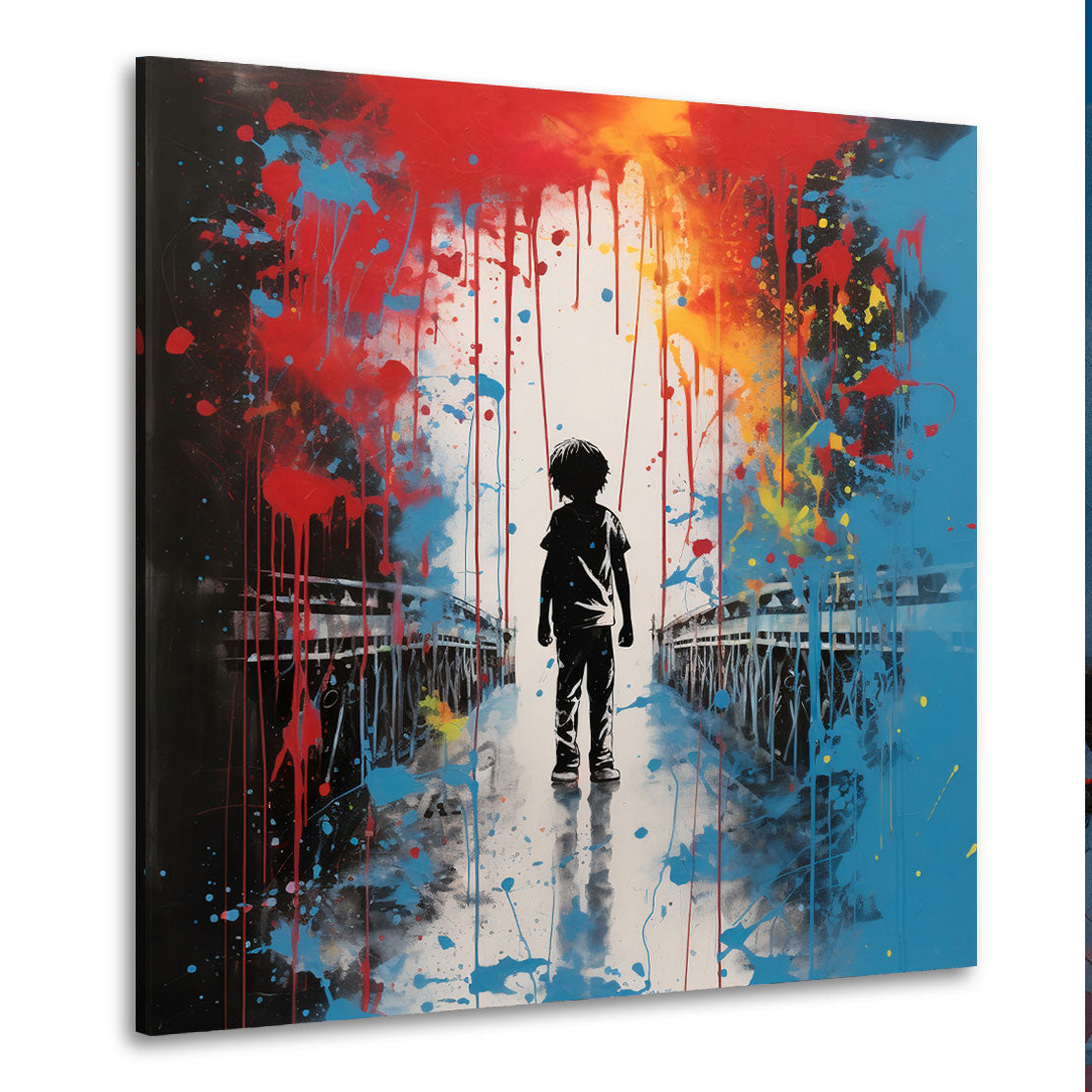 Wandbild abstrakt Street Art Bridge Blue Style