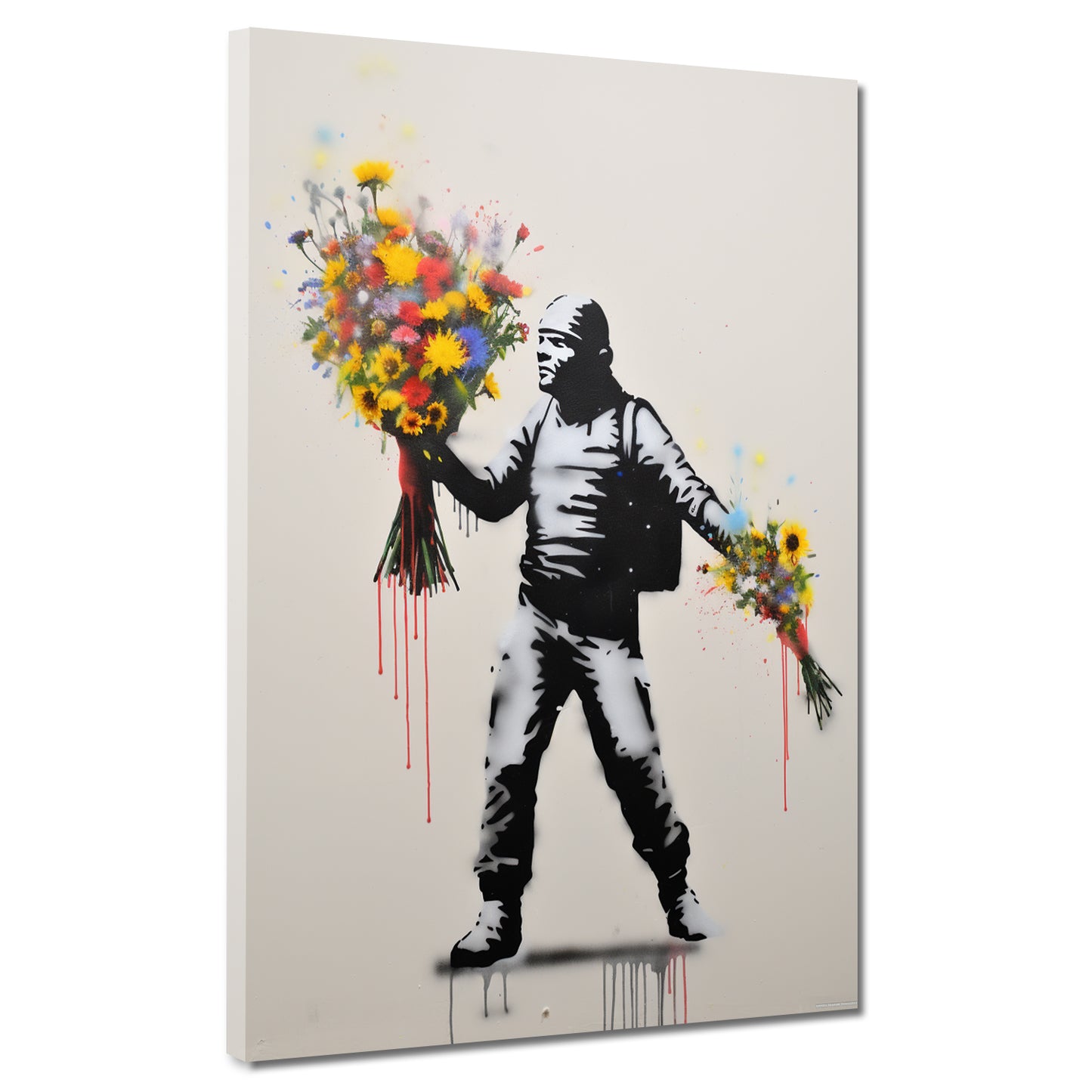 Wandbild abstrakt Street Art Mann mit Blumen