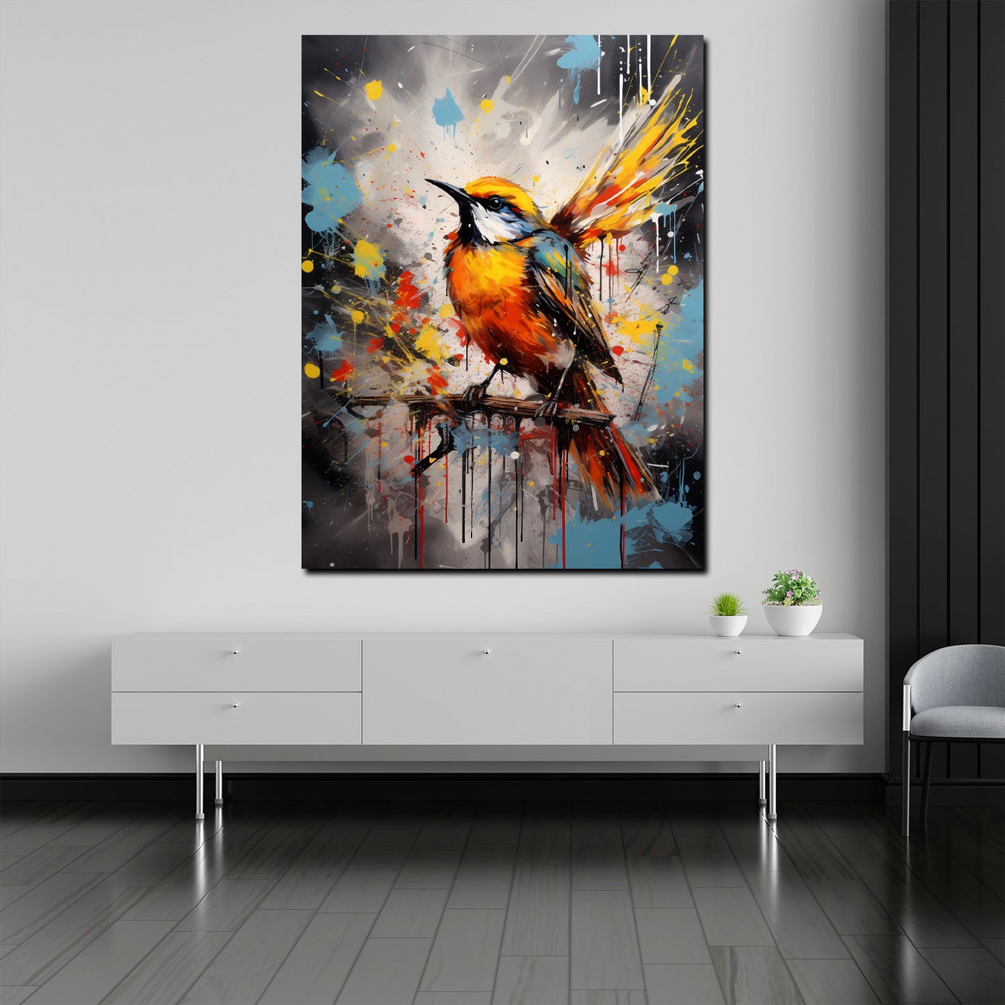 Wandbild abstrakt Vogel Pop Art Colour