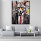 Wandbild abstrakt Wolf im Anzug Pop Art Colour