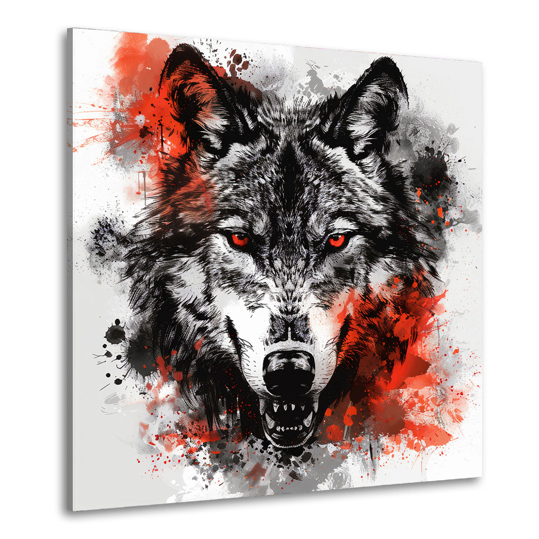 Wandbild abstrakt Wolf mit roten Augen