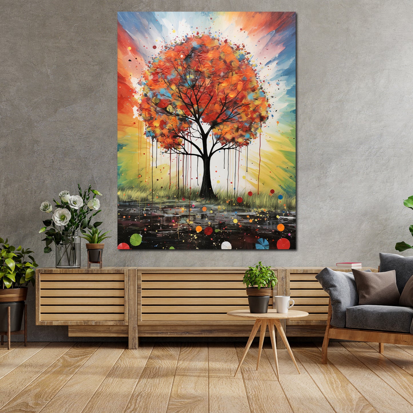 Wandbild abstrakt bunter Baum im Herbst