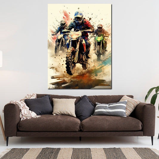 Wandbild abstrakt drei Biker Motocross