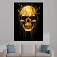 Wandbild abstrakt goldener Totenkopf Dark Style