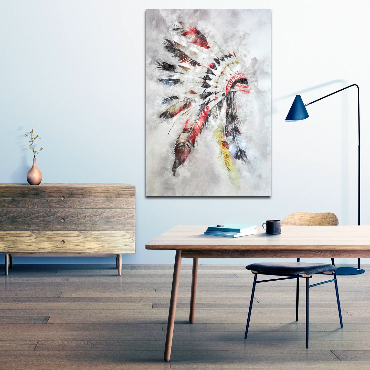 Wandbild abstrakt Federschmuck Kopfschmuck Apache