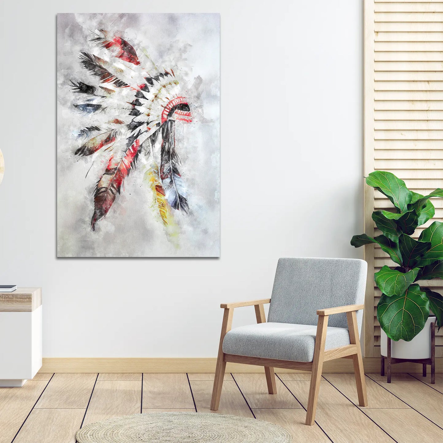 Wandbild abstrakt Federschmuck Kopfschmuck Apache