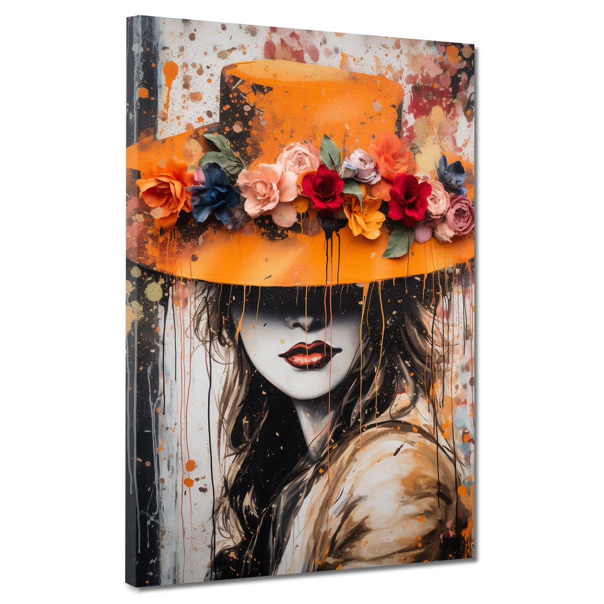 Frau mit Blumenhut – Wandbild