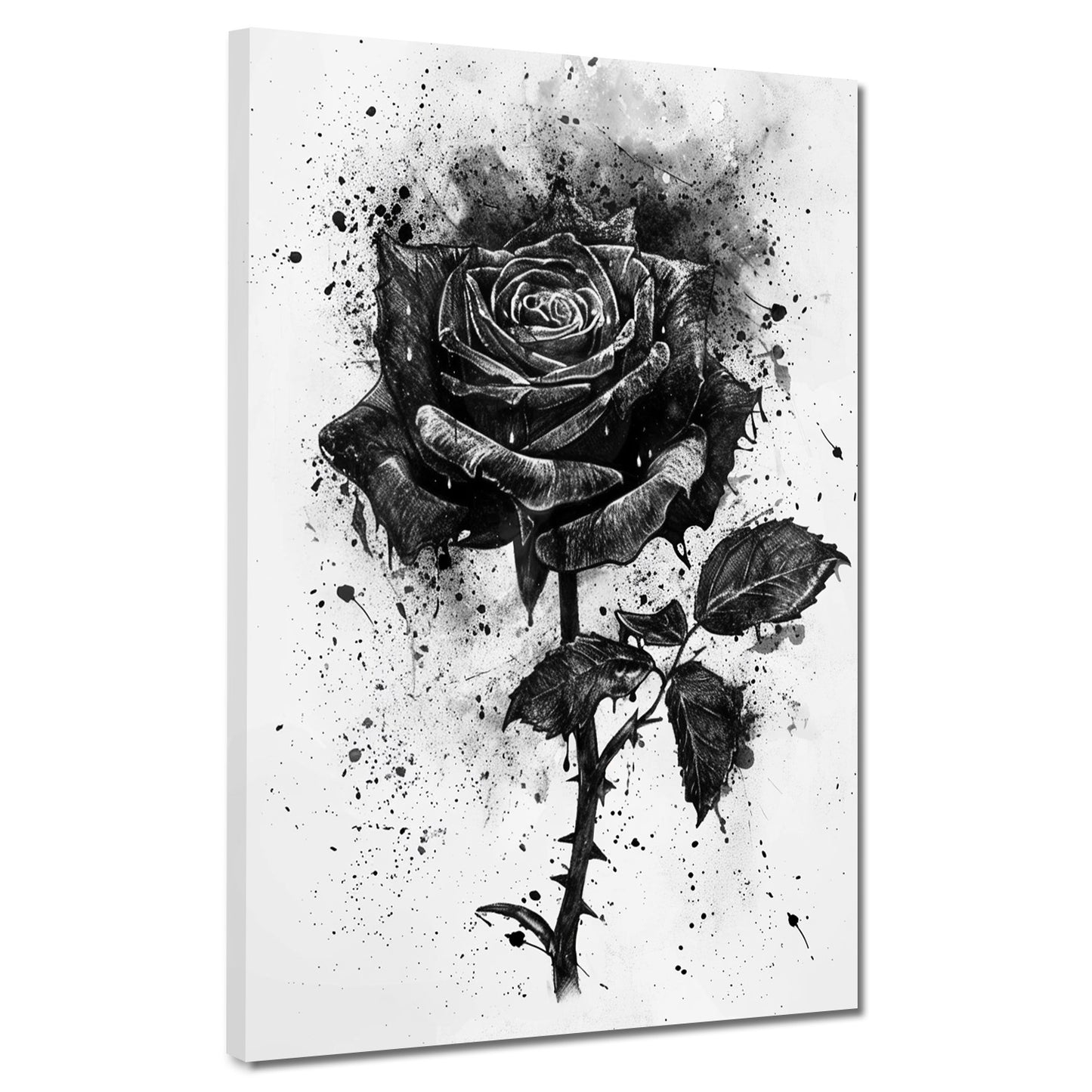 Wandbild abstrakt schwarze Rose auf weißem Hintergrund