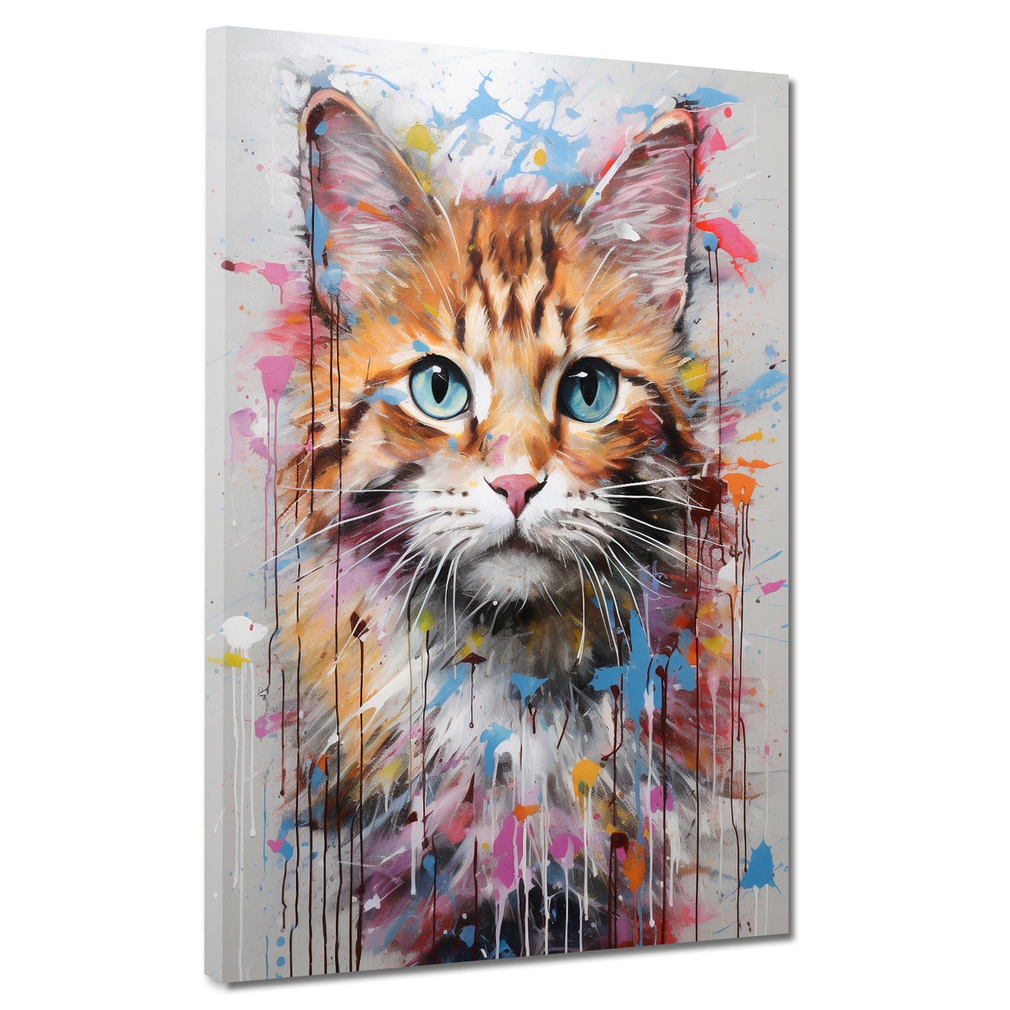 Wandbild süße Katze abstrakt splash