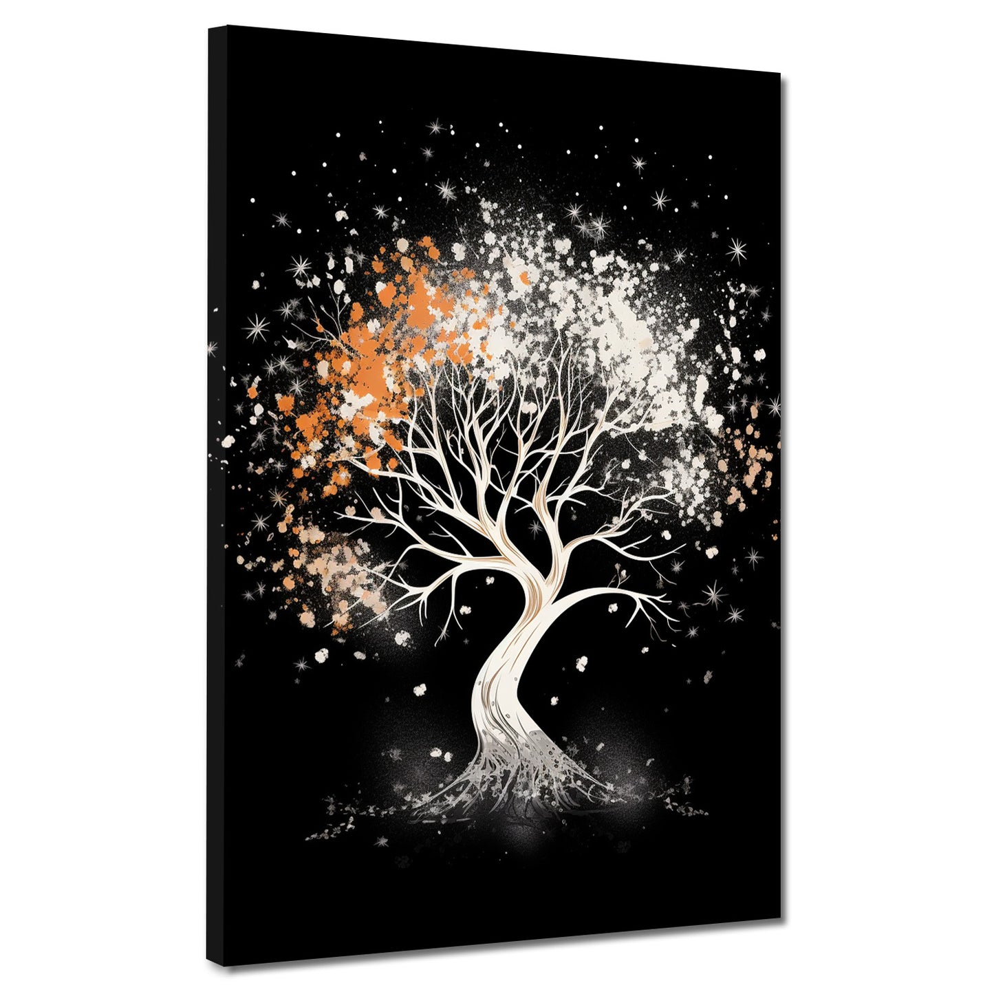 Wandbild abstrakt weißer Baum Dark Style