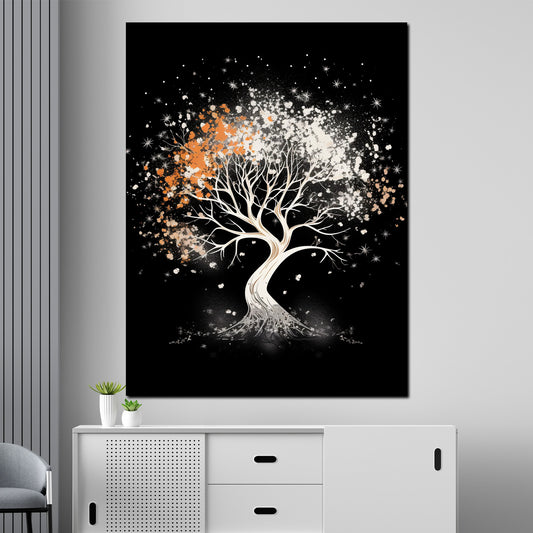 Wandbild abstrakt weißer Baum Dark Style