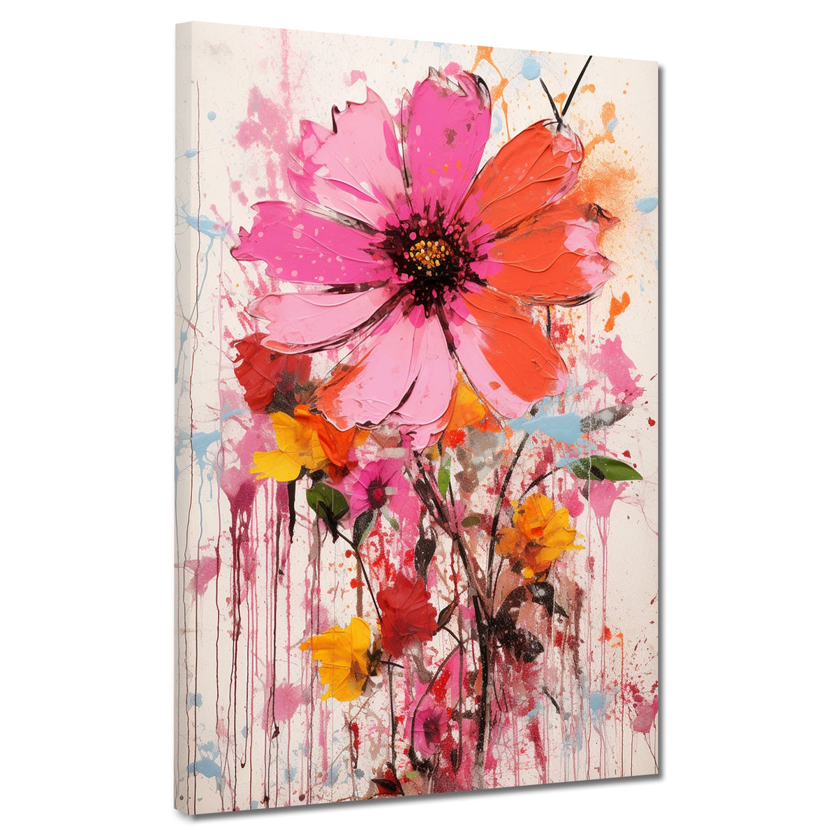 Pinke Blume im Colour Splash – Wandbild