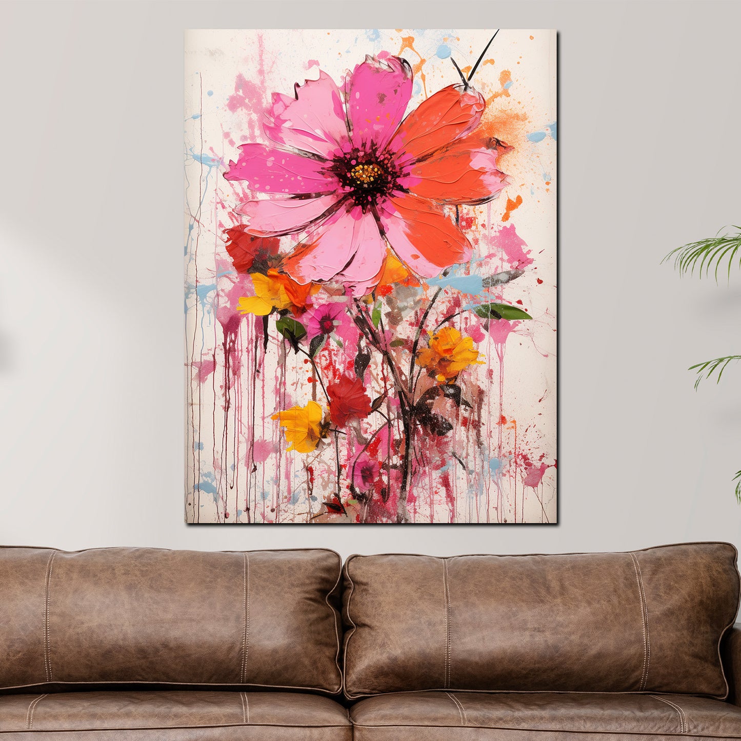 Wandbild abstrakt wunderschöne Blume Pink Colour Splash