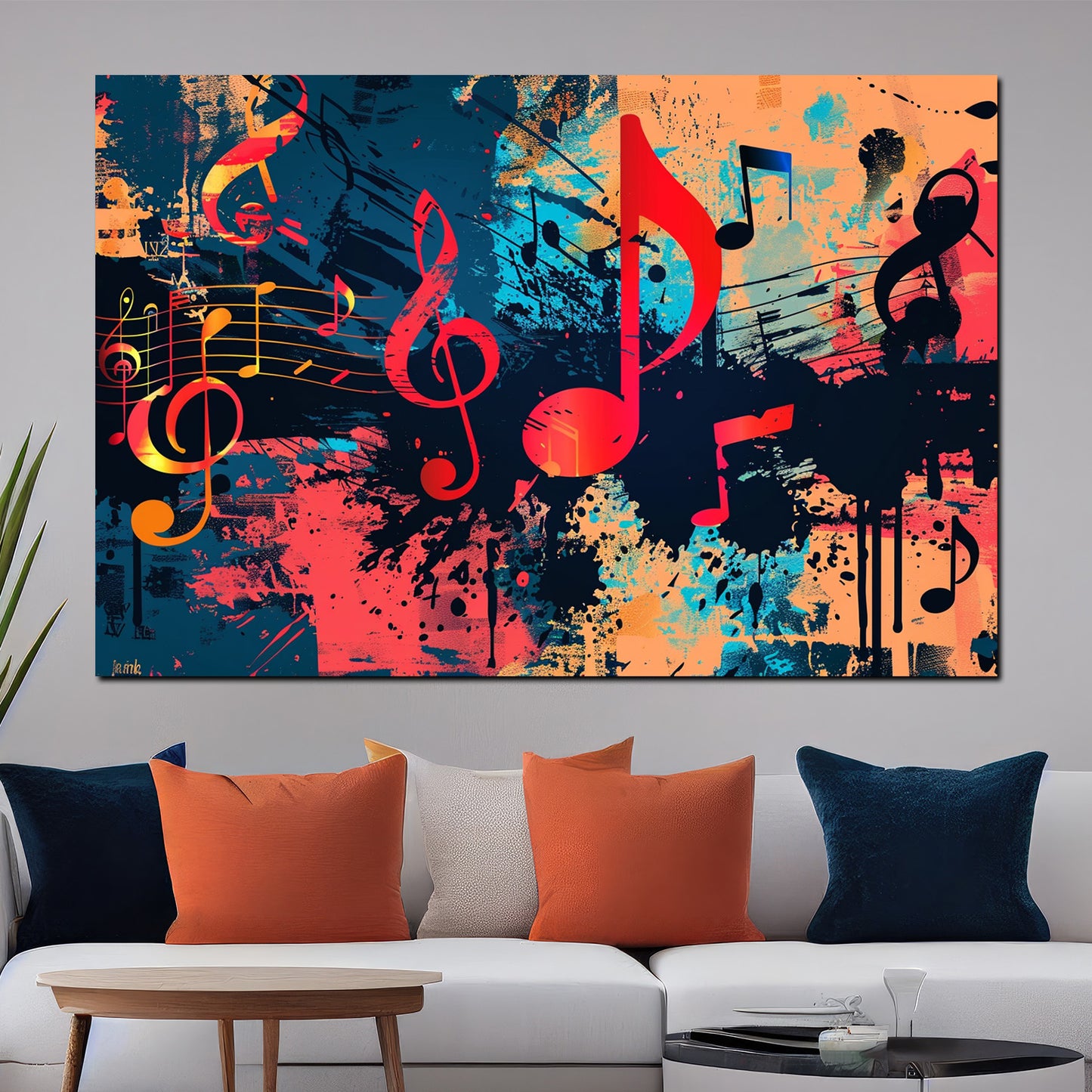 Wandbild abstrakte Musiknoten Pop Art bunt modern