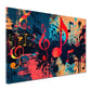 Wandbild mit abstrakten Musiknoten im bunten Pop Art Stil