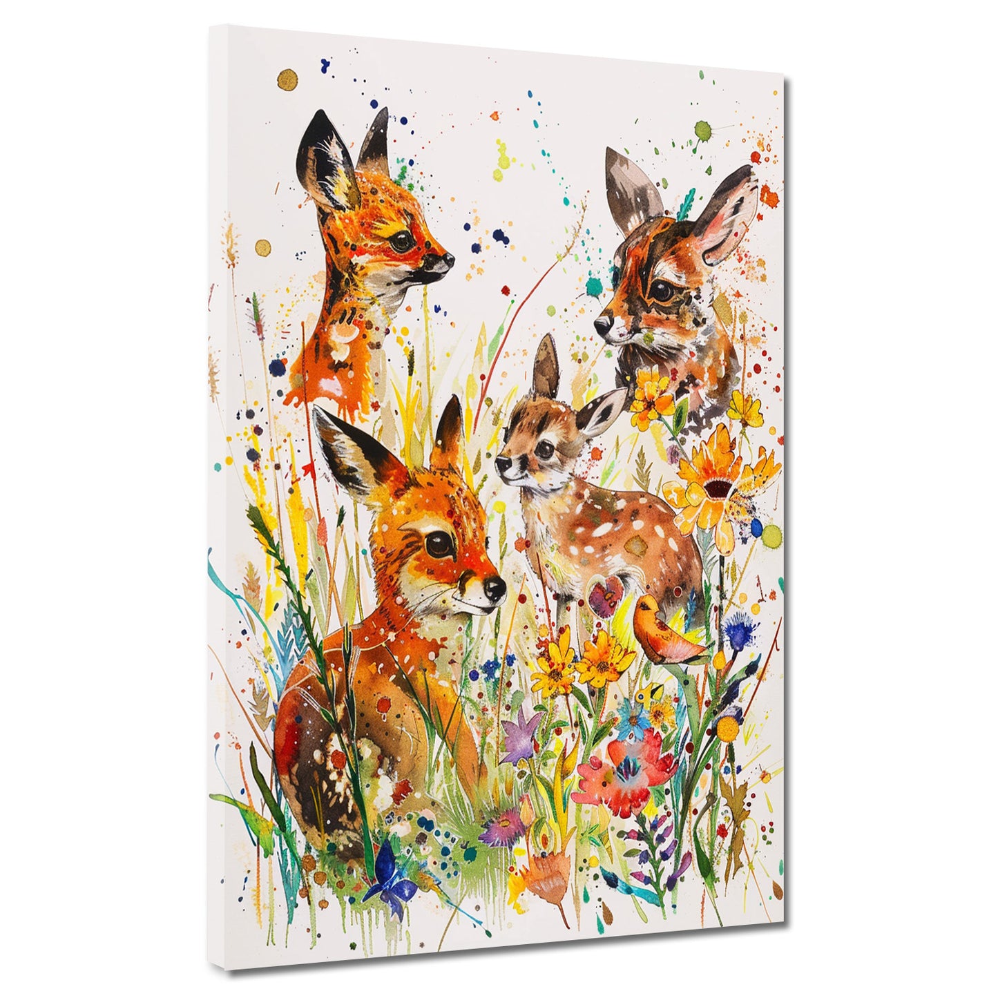 Wandbild abstrakte Rehe im bunten Wald