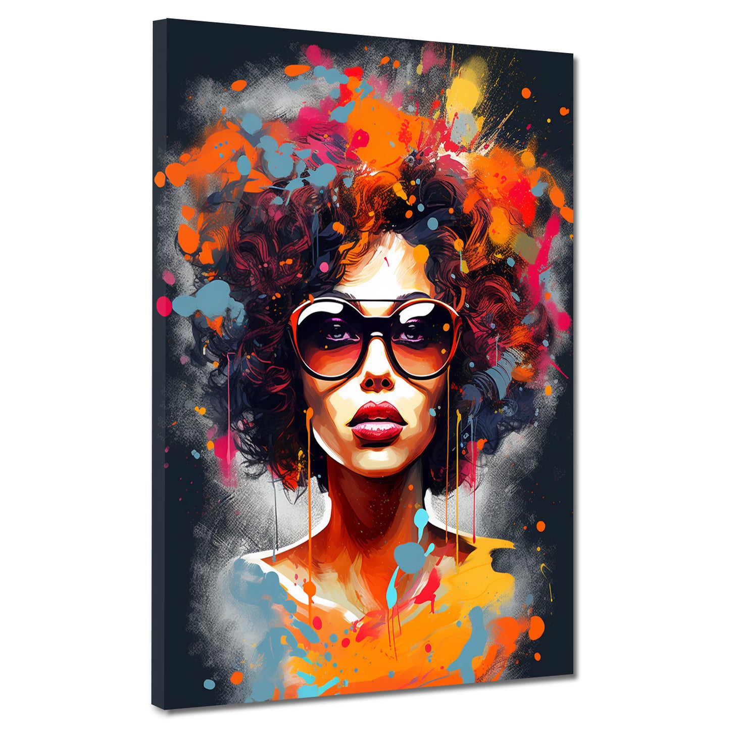 Wandbild afrikanische Frau mit Locken und Sonnenbrille Colour Style