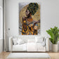 Afrikanische Frau im Colour Style als Leinwandbild im Raum