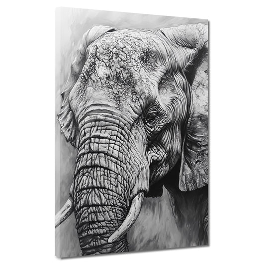 Wandbild alter Elefant schwarz weiß Portrait Weisheit