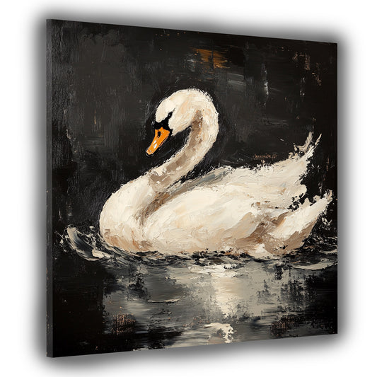 Wandbild anmutiger Schwan auf dunklem Wasser Ruhe Eleganz modern