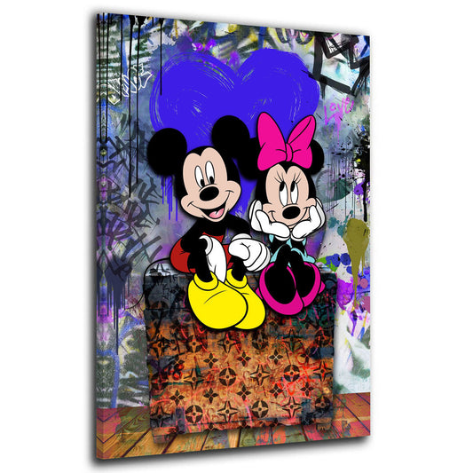 Wandbild Comic Minnie mit großem Herz