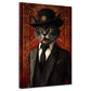 Wandbild coole schwarze Katze im Anzug mit Hut Stil Retro modern