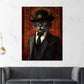 Wandbild coole schwarze Katze im Anzug mit Hut Stil Retro modern