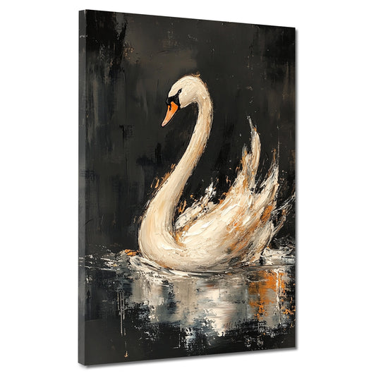 Wandbild abstrakt Schwan auf lebendigem Wasser Eleganz Kunst modern