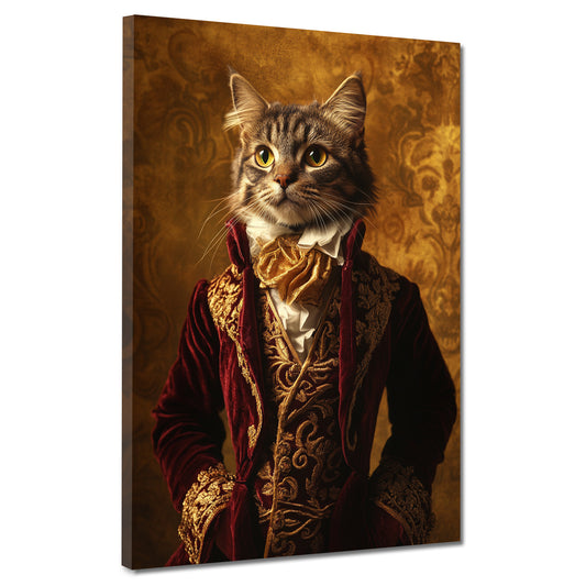 Wandbild edle Katze im barocken Gewand Adel Luxus Vintage modern