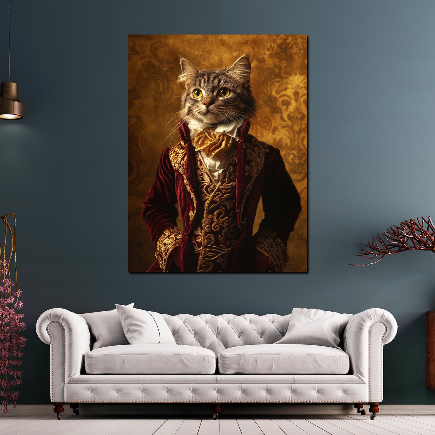 Wandbild edle Katze im barocken Gewand Adel Luxus Vintage modern