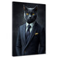 Wandbild elegante schwarze Katze im Anzug Stil Luxus modern