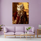 Wandbild elegante weiße Katze im barocken Gewand Adel Luxus Stil modern