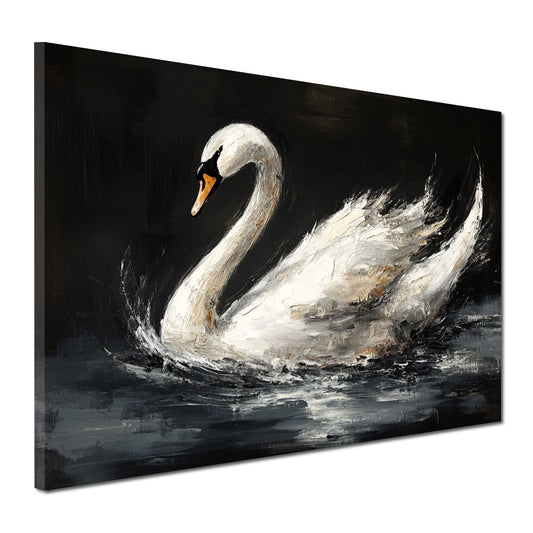 Wandbild eleganter Schwan in bewegter Malerei Anmut Wasser modern