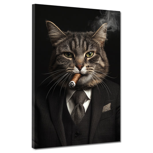 Wandbild Boss Kater im Anzug Erfolg modern Katze