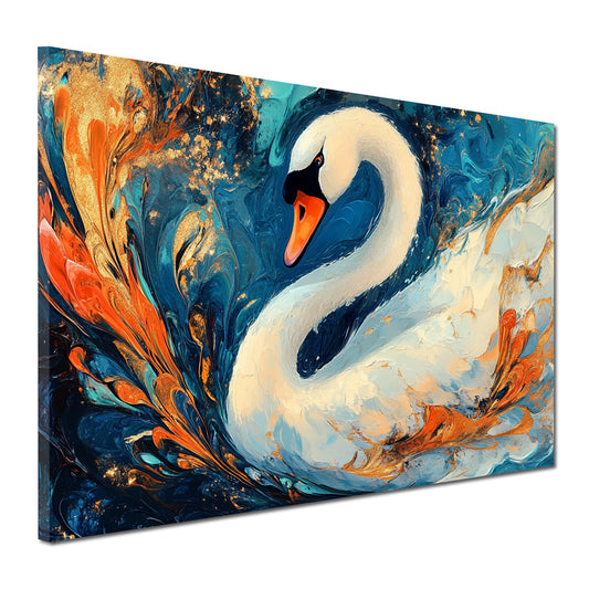 Wandbild malerischer Schwan in farbenprächtigem Stil Eleganz abstrakt