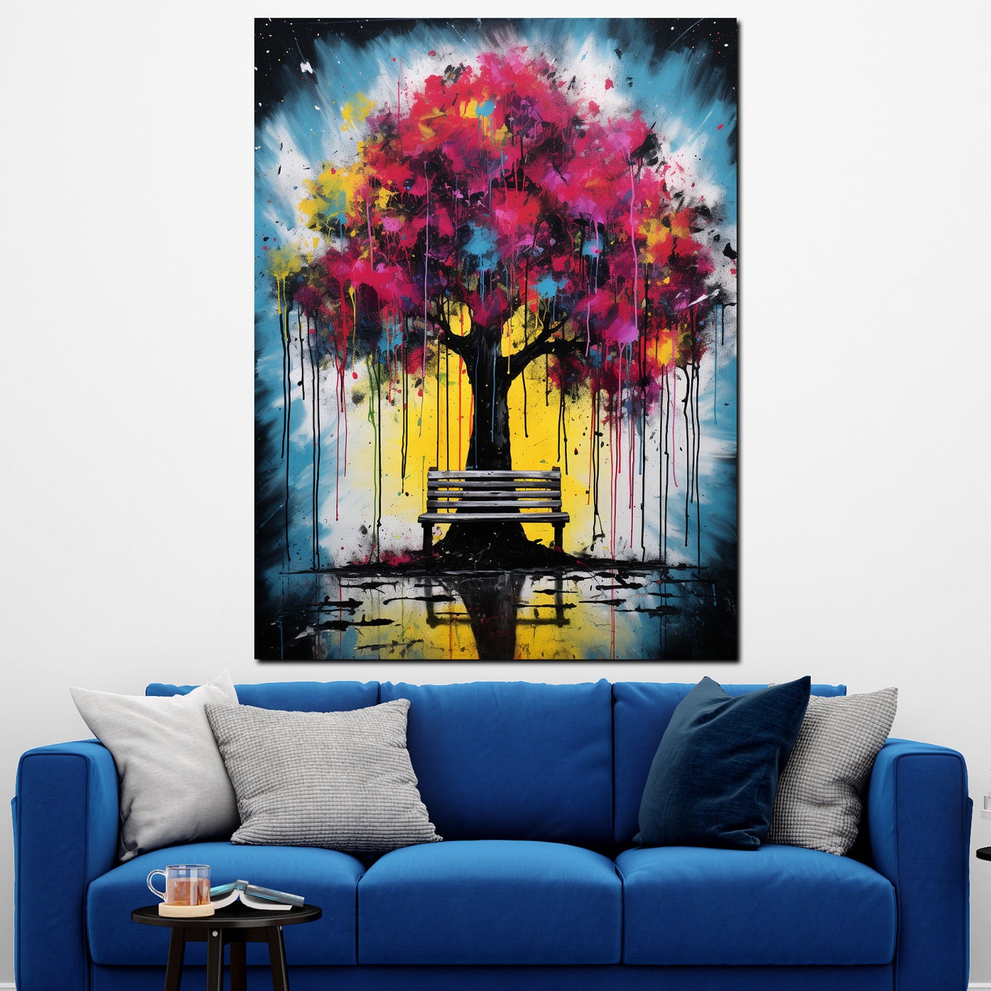 Wandbild modern Baum mit pinken Blättern