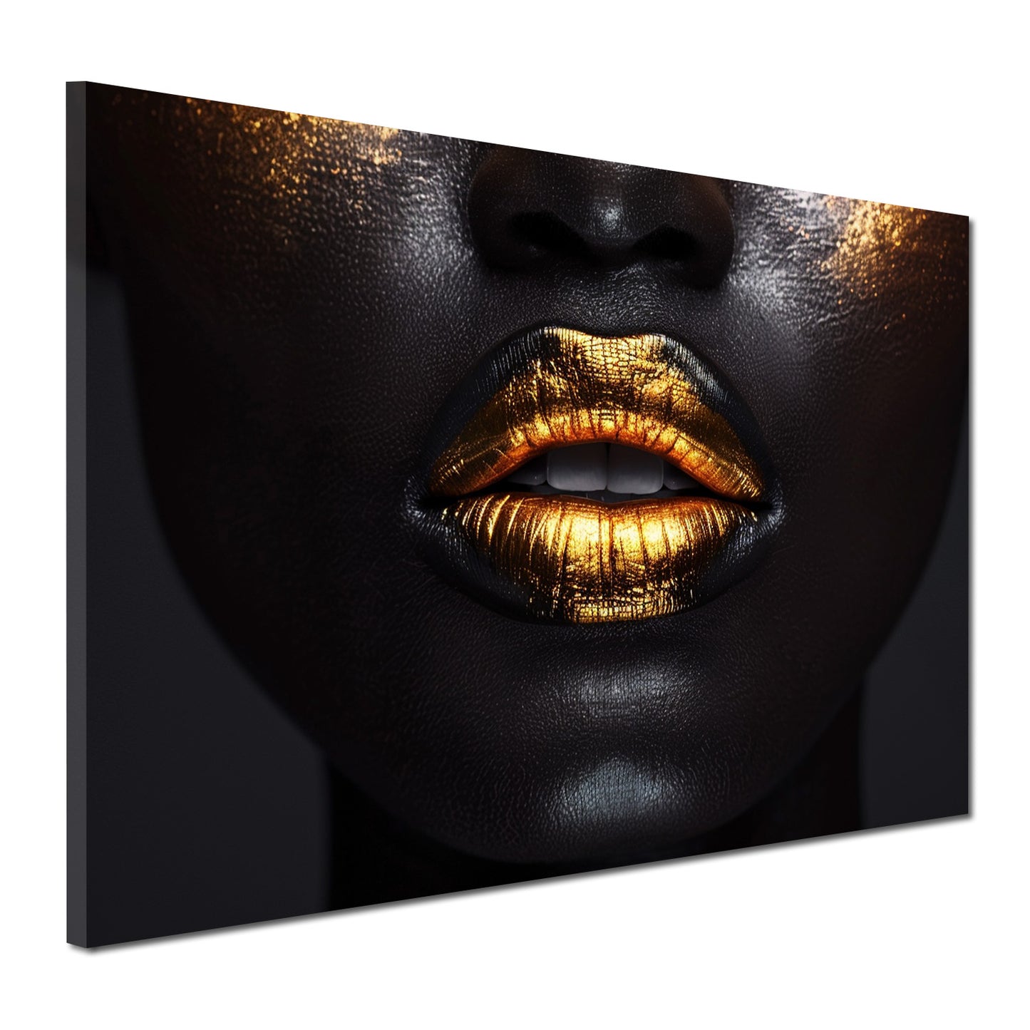 Wandbild schwarze Haut mit verführerischen goldenen Lippen