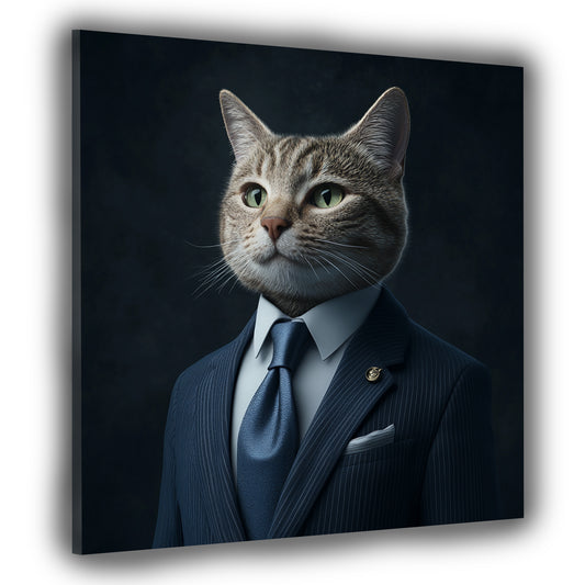 Wandbild stilvolle Katze im Anzug Business Eleganz Erfolg modern