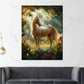 Wandbild wunderschönes Pferd im Blumenfeld Natur Eleganz Sonnenlicht