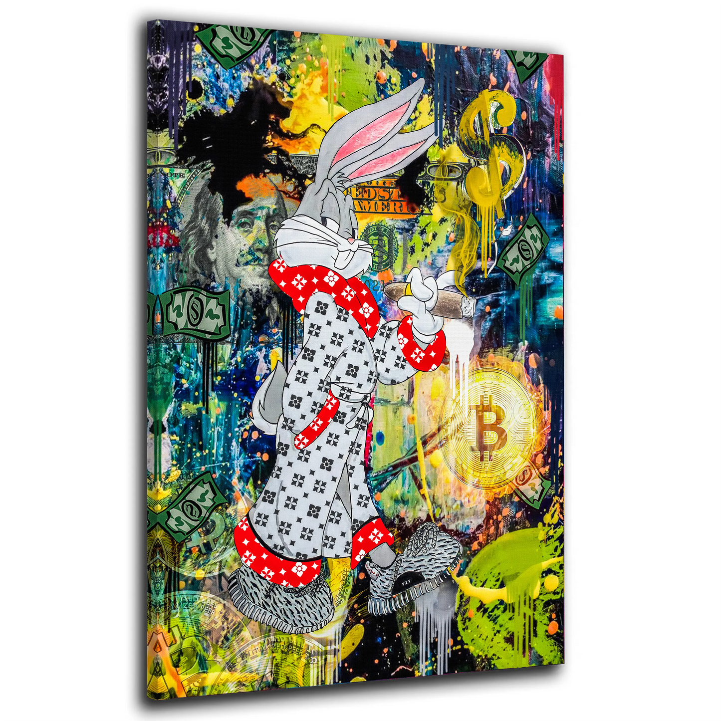 Wandbild Kunst Comic Hase Pop Art Style