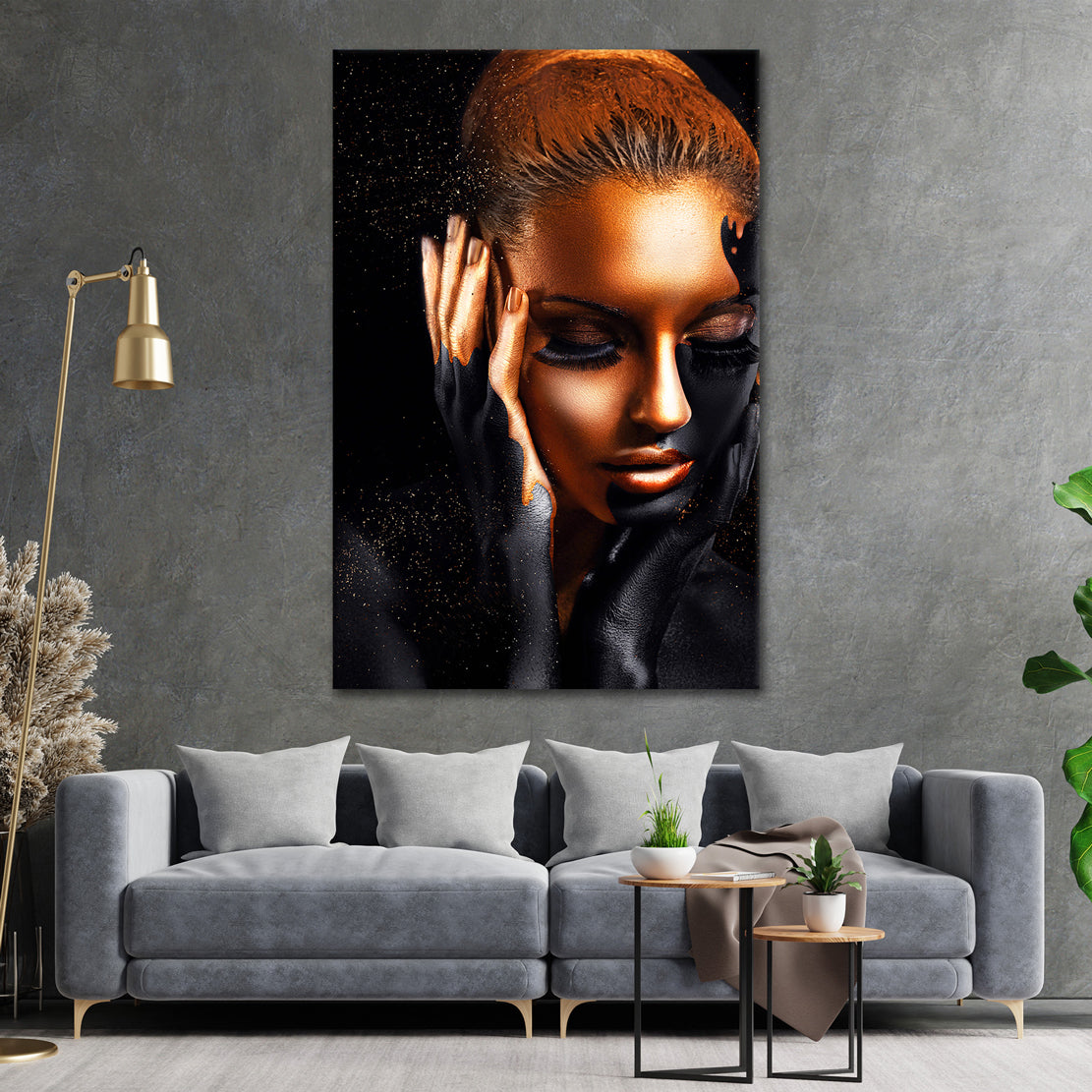 Frau Abstract Gold Edition als Acrylglasbild