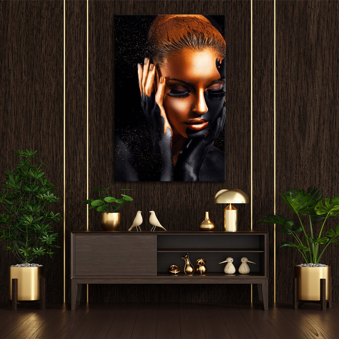 Frau Abstract Gold Edition auf Alu-Dibond