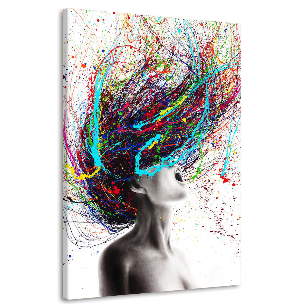 Wandbild Frau Hair Abstract im Pop Art Stil auf Leinwand