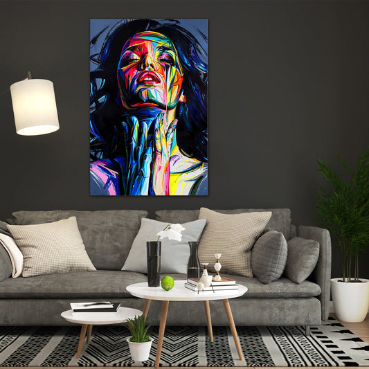 Frau Pop Art als Acrylglasbild im Wohnzimmer