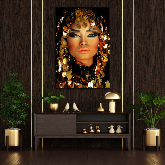 Arabische Königin mit Goldschmuck als Acrylglasbild