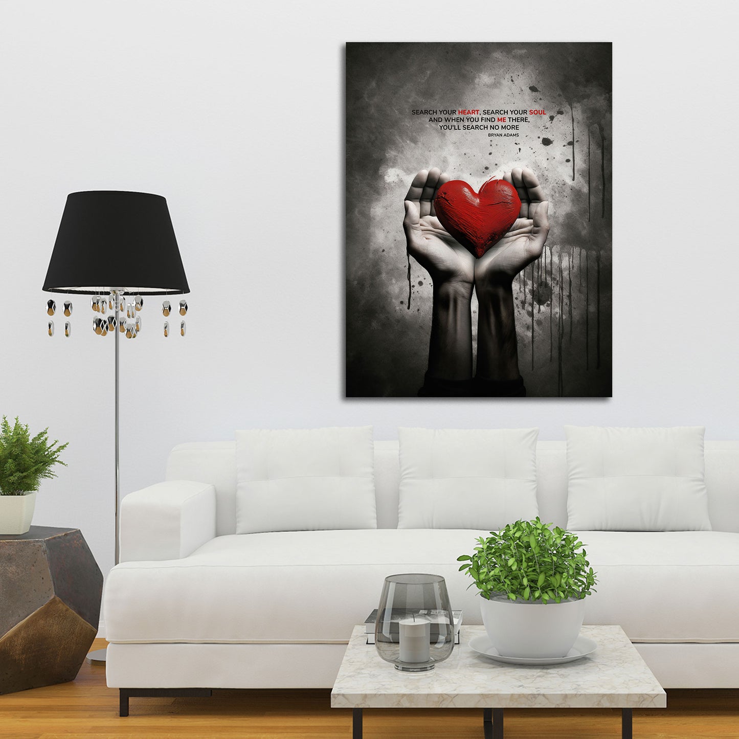 Zitat Hände mit Herz Abstract Style Wandbild
