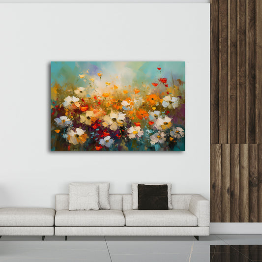 Abstrakt Blumenwiese lebendige Leichtigkeit Wandbild