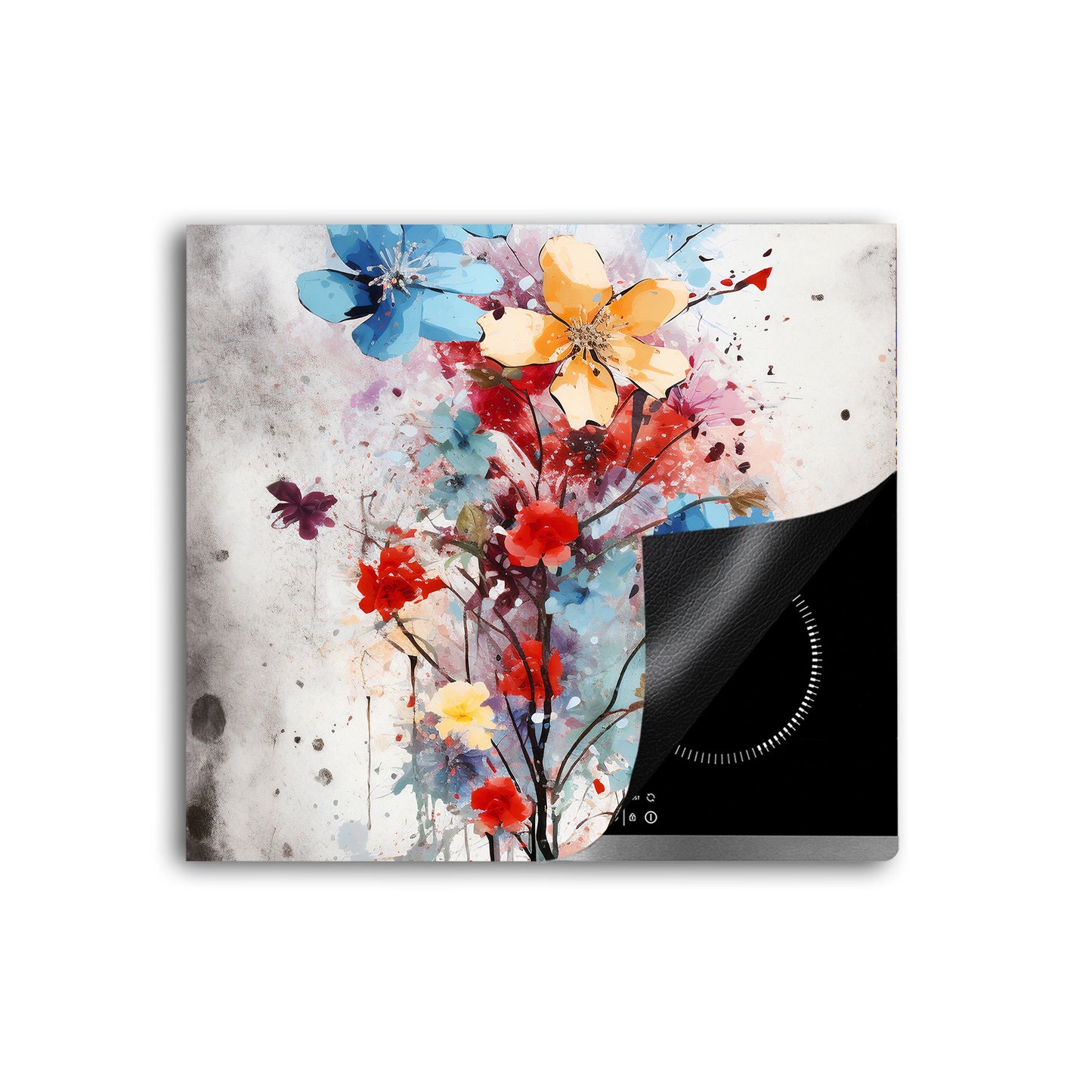 Abstrakt bunte Blumen Herdabdeckplatte Induktionsschutz für Ceranfeld & Küche Deko