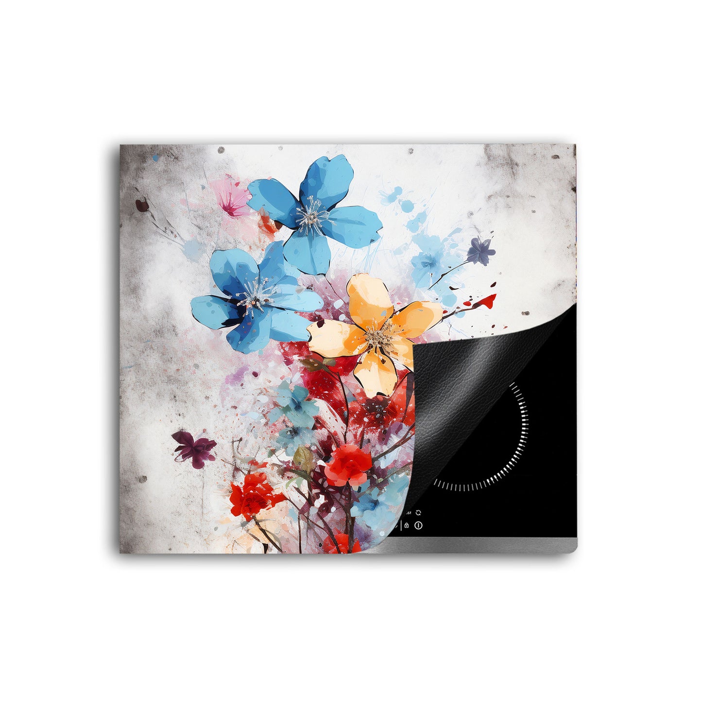 Abstrakt bunte Blumen Herdabdeckplatte Induktionsschutz für Ceranfeld & Küche Deko