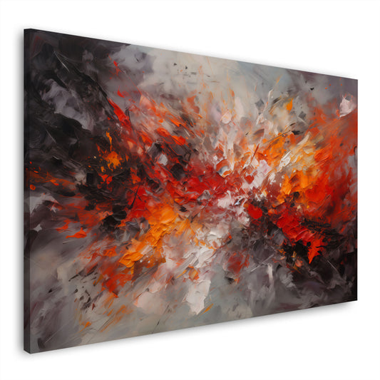 Abstrakt Explosion rot orange schwarz Dynamik Wandbild